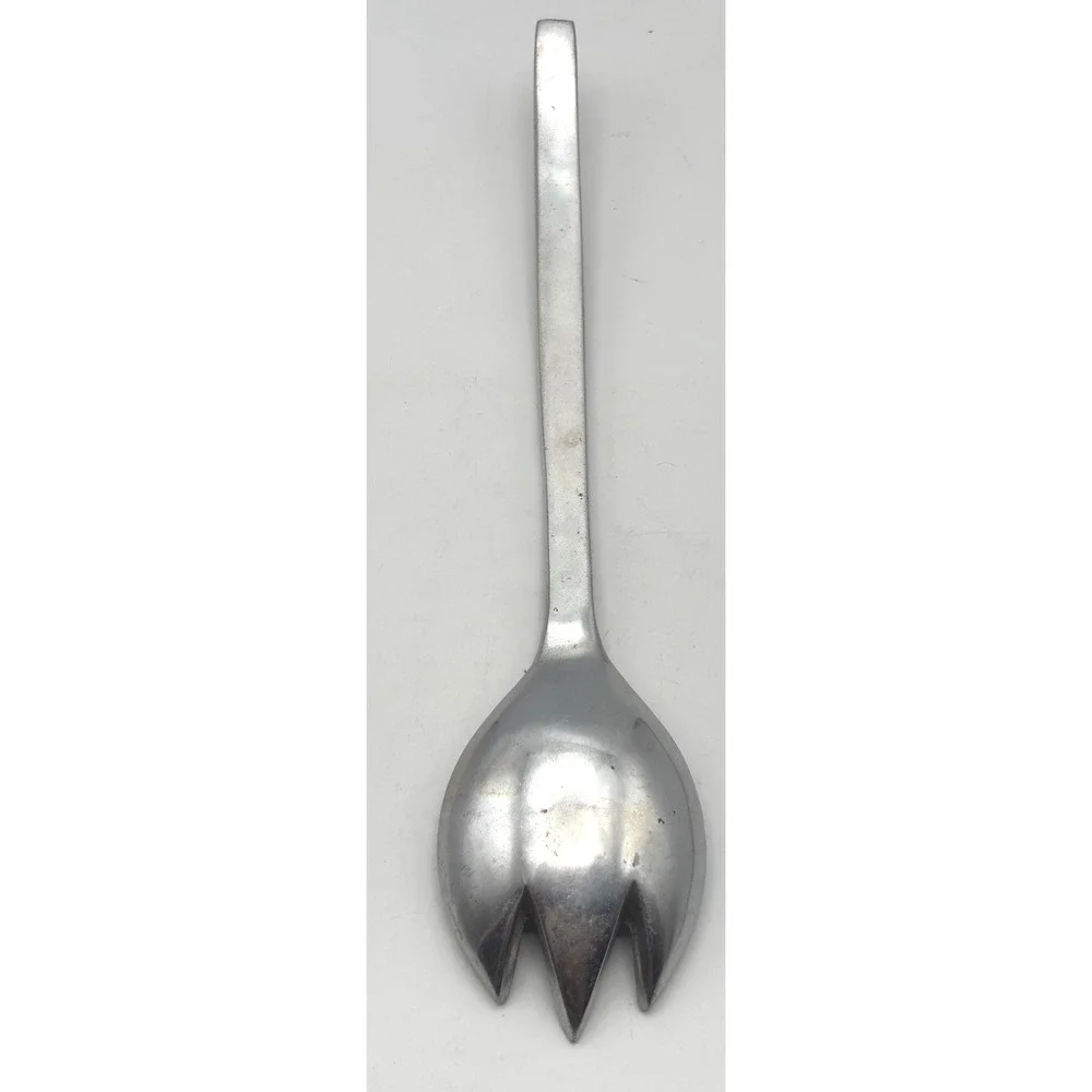 Vintage Aluminum Salad Serving Spork Long Handle Mid Century Modern 10.25in